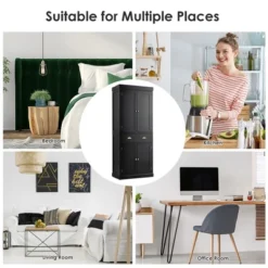 Costway Kitchen Cabinet Pantry Cupboard Freestanding W/Shelves Grey/Espresso -Costway GUEST 8e505ff2 095b 4393 9ed6 502bef8e89c3