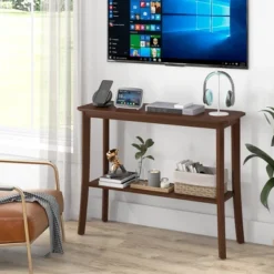 Costway 2-tier Console Entryway Table Wooden Sofa Behind Couch Table 38'' X 14'' X 30'' 12 Costway 2-tier Console Entryway Table Wooden Sofa Behind Couch Table 38'' X 14'' X 30'' -Costway GUEST 8ebee390 2c96 455f 82bd 8b58332091d1