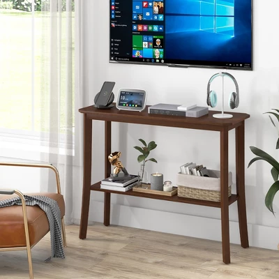 Costway 2-tier Console Entryway Table Wooden Sofa Behind Couch Table 38'' X 14'' X 30'' 4 Costway 2-tier Console Entryway Table Wooden Sofa Behind Couch Table 38'' X 14'' X 30'' - Image 4