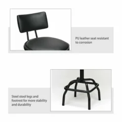 Costway Set Of 2 Adjustable Swivel Vintage Bar Stool PU Leather Steel Frame W/ Backrest -Costway GUEST 8f0305cf 1cd3 49c2 922a efb3f18c209a