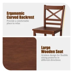 Costway Set Of 2 Bar Stools 24'' Counter Height Chairs W/ Rubber Wood Legs Walnut 13 Costway Set Of 2 Bar Stools 24'' Counter Height Chairs W/ Rubber Wood Legs Walnut -Costway GUEST 8f177480 8ae8 4bcf 8e1e 63730ad32f0e