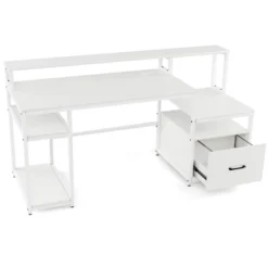 Costway 66" Computer Workstation With Monitor Stand CPU Stand Printer Shelf & File Drawer -Costway GUEST 8f6cbeee ad5c 4f10 99ef a1eeb3339be6