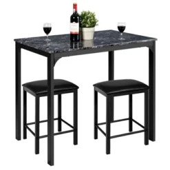 3 Piece Counter Height Dining Set Faux Marble Table 2 Chairs Kitchen Bar 20 3 Piece Counter Height Dining Set Faux Marble Table 2 Chairs Kitchen Bar -Costway GUEST 8f786087 d5eb 43b2 8052 a09362b3e392