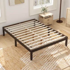 Costway Twin/Full/Queen Size Wooden Platform Bed Frame 14" With Rubber Wood Legs Under-bed Storage Brown 20 Costway Twin/Full/Queen Size Wooden Platform Bed Frame 14" With Rubber Wood Legs Under-bed Storage Brown -Costway GUEST 8fb602a8 a211 47e9 8d41 7a85a284975d