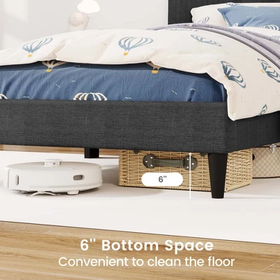 Costway Twin/Full/Queen Size Bed Frame With Button-Tufted Headboard & Wooden Slats Easy Assembly 8 Costway Twin/Full/Queen Size Bed Frame With Button-Tufted Headboard & Wooden Slats Easy Assembly - Image 8