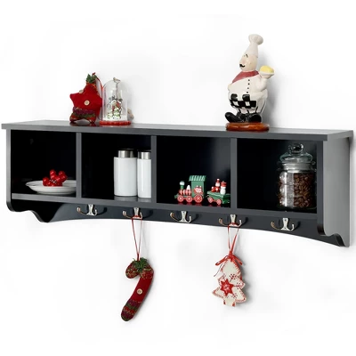 Costway Hanging Entryway Shelf Coat Rack Wall Mounted Storage Cabinets 11 Costway Hanging Entryway Shelf Coat Rack Wall Mounted Storage Cabinets - Image 11