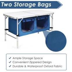 Costway Adjustable Camping Table Aluminum W/ Storage Organizer Grey/Dark Blue -Costway GUEST 908f3a5f 6538 445b b627 54f9e3d57e05