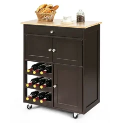Costway Rolling Kitchen Island Serving Cart Storage Cabinet W/ Wine Rack 19 Costway Rolling Kitchen Island Serving Cart Storage Cabinet W/ Wine Rack -Costway GUEST 909b2beb e8d7 49d5 b239 7127083ffa24