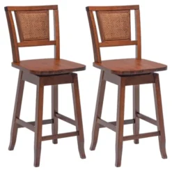 Costway Set Of 2/4 Swivel Bar Stools Counter Height Rubber Wood Pub Chairs W/ Rattan Back 19 Costway Set Of 2/4 Swivel Bar Stools Counter Height Rubber Wood Pub Chairs W/ Rattan Back -Costway GUEST 90a6b983 4b78 4db3 bf74 ec783ad77151