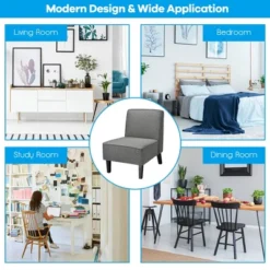 Costway Accent Chair Armless Fabric Sofa Living Room Furniture Gray -Costway GUEST 90dd240b c07e 4315 a48e 2500d56c1262