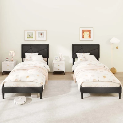 Costway Twin/Full/Queen Size Bed Frame With High Headboard & Wooden Slats No Box Spring Needed 4 Costway Twin/Full/Queen Size Bed Frame With High Headboard & Wooden Slats No Box Spring Needed - Image 4