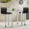 Costway Set Of 2 Bar Stools PU Leather Adjustable Barstool Swivel Pub Chairs Black Full Back