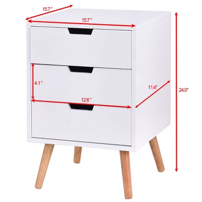 Costway Set Of 2 White Side End Table Nightstand Mid-Century Accent Wood Furniture 3 Costway Set Of 2 White Side End Table Nightstand Mid-Century Accent Wood Furniture - Image 3
