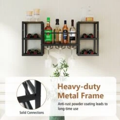 Costway 3-Tier Wall Mounted Wine Rack With Glass Holder Open Shelf Wine Storage Rack Brown 15 Costway 3-Tier Wall Mounted Wine Rack With Glass Holder Open Shelf Wine Storage Rack Brown -Costway GUEST 91b27fba 263b 4a79 a974 6a2a7b319f6c