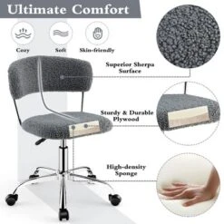 Costway Computer Desk Chair Adjustable Faux Fur Office Chair Swivel Vanity Chair -Costway GUEST 92112f19 16ae 4a3f a7b9 8e7d7747f6b3