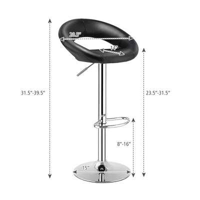 Costway Set Of 2 Bar Stools Adjustable PU Leather Barstools Swivel Pub Chairs Black New Low Back 1 Costway Set Of 2 Bar Stools Adjustable PU Leather Barstools Swivel Pub Chairs Black New Low Back