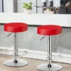 Costway Set Of 2 Round Bar Stool Adjustable Swivel Pub Chair W/ Footrest WhiteRedBlack
