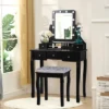 Costway Vanity Dressing Table Set W/ 10 Dimmable Bulbs Touch Switch Cushion Stool WhiteBlackBrown