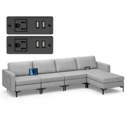 Costway Modular L-shaped Sectional Sofa W/ Reversible Chaise & 4 USB Ports 21 Costway Modular L-shaped Sectional Sofa W/ Reversible Chaise & 4 USB Ports -Costway GUEST 931b2a1a 7c38 4dc9 828e 312e67ec42c7