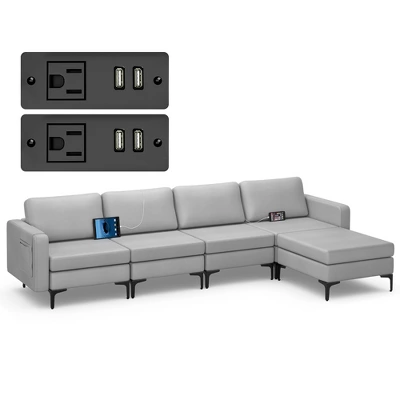 Costway Modular L-shaped Sectional Sofa W/ Reversible Chaise & 4 USB Ports 11 Costway Modular L-shaped Sectional Sofa W/ Reversible Chaise & 4 USB Ports - Image 11