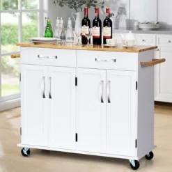 Costway Kitchen Trolley Island Utility Cart Wood Top Rolling Storage Cabinet Drawers White 12 Costway Kitchen Trolley Island Utility Cart Wood Top Rolling Storage Cabinet Drawers White -Costway GUEST 932bb919 2e78 4e3b 9a17 f619b26e75b6