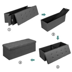 Costway Fabric Folding Storage Ottoman Storage Chest W/Divider Bed End Bench Light GreyDrak GreyNavy -Costway GUEST 93332f3a 89fb 4a29 b3bf 576d33e48682
