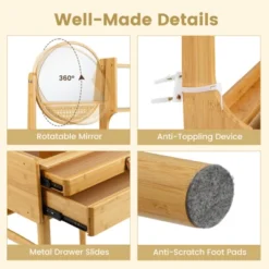 Costway 23.5" Compact Makeup Table Set With 2 Drawers Open Storage Shelves Vanity Stool 10 Costway 23.5" Compact Makeup Table Set With 2 Drawers Open Storage Shelves Vanity Stool -Costway GUEST 933c5cb6 9e7e 4846 88bc d7f35c99f8a6 1