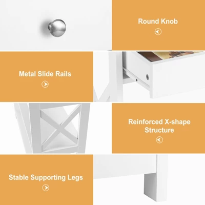 Costway 3-Tier Console Table X-Design Sofa Entryway Table With Drawer & Shelves Gray Espresso 7 Costway 3-Tier Console Table X-Design Sofa Entryway Table With Drawer & Shelves Gray Espresso - Image 7