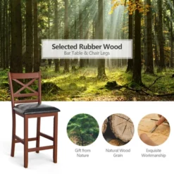 Costway 3PCS Pub Dining Table Set W/ Storage Shelves&2 Upholstered Chairs Walnut -Costway GUEST 936ff2b3 ca3a 4b50 bb32 16b3b3d2fdfb