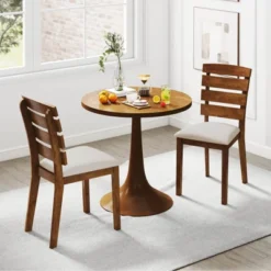 Costway Dining Chair Set Of 2/4 Upholstered Kitchen Chair With Slatted High Backrest