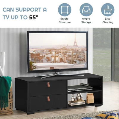 Costway TV Stand Entertainment Media Center Console For TV's Up To 55'' Walnut/Black 7 Costway TV Stand Entertainment Media Center Console For TV's Up To 55'' Walnut/Black - Image 7