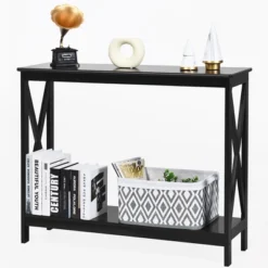 Costway 2-Tier Console Table X-Design Bookshelf Sofa Side Accent Table W/Shelf White BlackEspressoWood Grain 16 Costway 2-Tier Console Table X-Design Bookshelf Sofa Side Accent Table W/Shelf White BlackEspressoWood Grain -Costway GUEST 93a149c5 cad6 44f6 acf7 00c18d4229a8