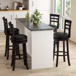 Costway Set Of 4 Bar Stools Swivel Bar Height Chairs With PU Upholstered Seats Kitchen -Costway GUEST 94aa32d1 3436 4250 a6cf 73feac096153