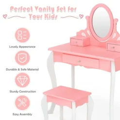 Costway Kids Vanity Princess Makeup Dressing Table Stool Set W/ Mirror Drawer 16 Costway Kids Vanity Princess Makeup Dressing Table Stool Set W/ Mirror Drawer -Costway GUEST 9545e0cd cc4c 4b6d 9fa8 9620937370ef