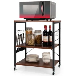 Costway 3-Tier Kitchen Baker's Rack Microwave Oven Storage Cart W/ Hook 24 Costway 3-Tier Kitchen Baker's Rack Microwave Oven Storage Cart W/ Hook -Costway GUEST 95704ece 8125 4fd2 90a4 fe78d95487c8