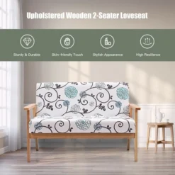 Costway Modern Fabric Loveseat Sofa Couch Upholstered 2-Seat Wood Armchair 16 Costway Modern Fabric Loveseat Sofa Couch Upholstered 2-Seat Wood Armchair -Costway GUEST 95dfecc3 ab4d 4cd9 9e4b ee0b215c04a5