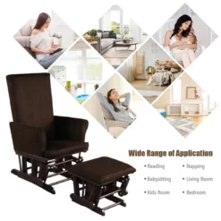 Costway Baby Nursery Relax Rocker Rocking Chair Glider & Ottoman Set W/Cushion Grey/Brown/Pink -Costway GUEST 96333068 3168 4039 a3cc c9b6697f7f6c