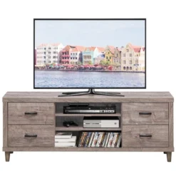 Costway TV Stand Entertainment Center Hold Up To 65'' TV With Storage Shelves & 4 Drawers -Costway GUEST 968636c9 28d9 42eb 9783 06d1a7380332