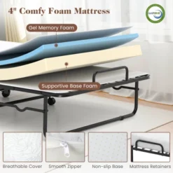 Costway Folding Bed With Mattress 74" X 31" Cot Size Rolling Guest Bed Space Saving -Costway GUEST 968761b3 5f62 4be8 a495 4ef47598d3c2