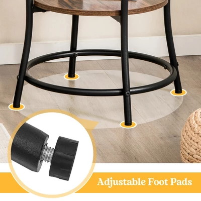 Costway 2 PCS 2-Tier Sofa Side End Table Round Nightstand With Sturdy Metal Frame Brown/Oak 7 Costway 2 PCS 2-Tier Sofa Side End Table Round Nightstand With Sturdy Metal Frame Brown/Oak - Image 7