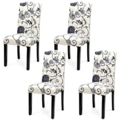 Costway Set Of 4 Tufted Dining Chair Upholstered W/ Nailhead Trim & Rubber Wooden Legs -Costway GUEST 96d3633a deb6 4e22 a46a 9ec467cd6614