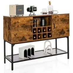 Costway Industrial Kitchen Buffet Sideboard 2-Door Console Table W/Open Shelf Wine Rack 17 Costway Industrial Kitchen Buffet Sideboard 2-Door Console Table W/Open Shelf Wine Rack -Costway GUEST 96d37049 3b1d 480c acac 23b2e9256111