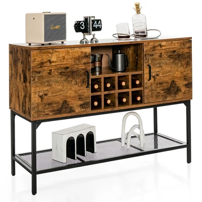 Costway Industrial Kitchen Buffet Sideboard 2-Door Console Table W/Open Shelf Wine Rack 9 Costway Industrial Kitchen Buffet Sideboard 2-Door Console Table W/Open Shelf Wine Rack - Image 9