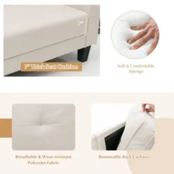 Costway Modern 79.5inch Fabric Loveseat Couch Living Room Sofa For Small Spaces Beige -Costway GUEST 96f81c28 e290 4987 a53d 7555152bec0e