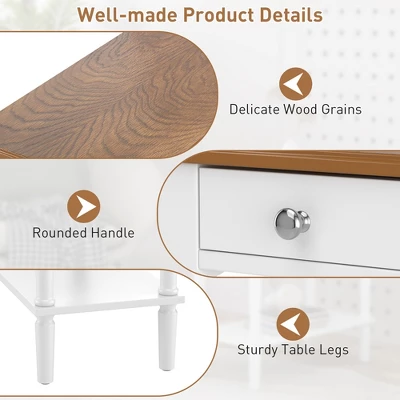 Costway 2 PCS 2-tier End Side Narrow Table Nightstand W/ Drawer For Living Room Bedroom 7 Costway 2 PCS 2-tier End Side Narrow Table Nightstand W/ Drawer For Living Room Bedroom - Image 7