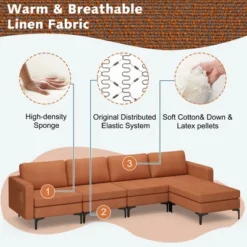 Costway Modular L-shaped Sectional Sofa W/ Reversible Chaise & 4 USB Ports OrangeDark Grey 17 Costway Modular L-shaped Sectional Sofa W/ Reversible Chaise & 4 USB Ports OrangeDark Grey -Costway GUEST 976097fb 2f2c 49a3 bf8a f4f908708298