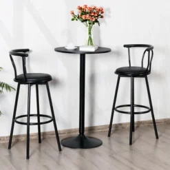 Costway 24" Round Pub Table Bistro Bar Height Cocktail Table W/Metal Base Indoor Black -Costway GUEST 9846f582 8d4e 4c9a 9a51 72ac9e9f5120