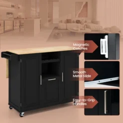 Costway Rolling Kitchen Island Utility Serving Cart With Drop Leaf Wine Rack Drawer -Costway GUEST 9897090b e344 43b1 8637 439e01e0cf35