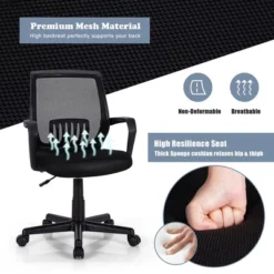 Costway Mid-Back Office Executive Chair Mesh Chair Height Adjustable W/ Lumbar Support 16 Costway Mid-Back Office Executive Chair Mesh Chair Height Adjustable W/ Lumbar Support -Costway GUEST 98c51f46 e3d0 4752 9cf6 8e0b01172c61 1
