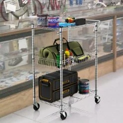 Costway 3-Tier Utility Cart Heavy Duty Wire Rolling Cart W/Handle Bar Storage Trolley 15 Costway 3-Tier Utility Cart Heavy Duty Wire Rolling Cart W/Handle Bar Storage Trolley -Costway GUEST 98d02784 9243 458a a8a0 e90d29180c10